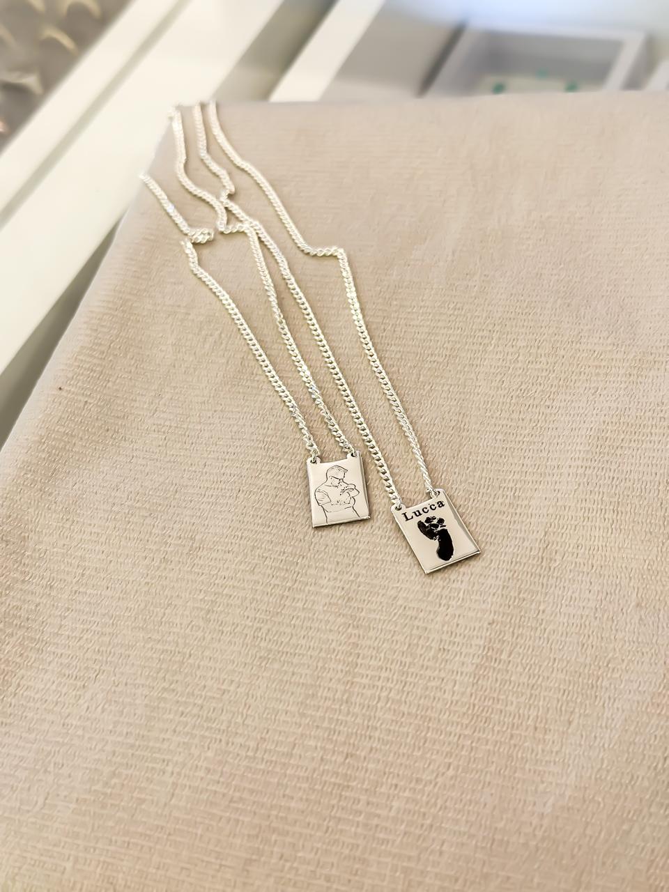 Colar escapulário Prata 925 Personalização a Laser