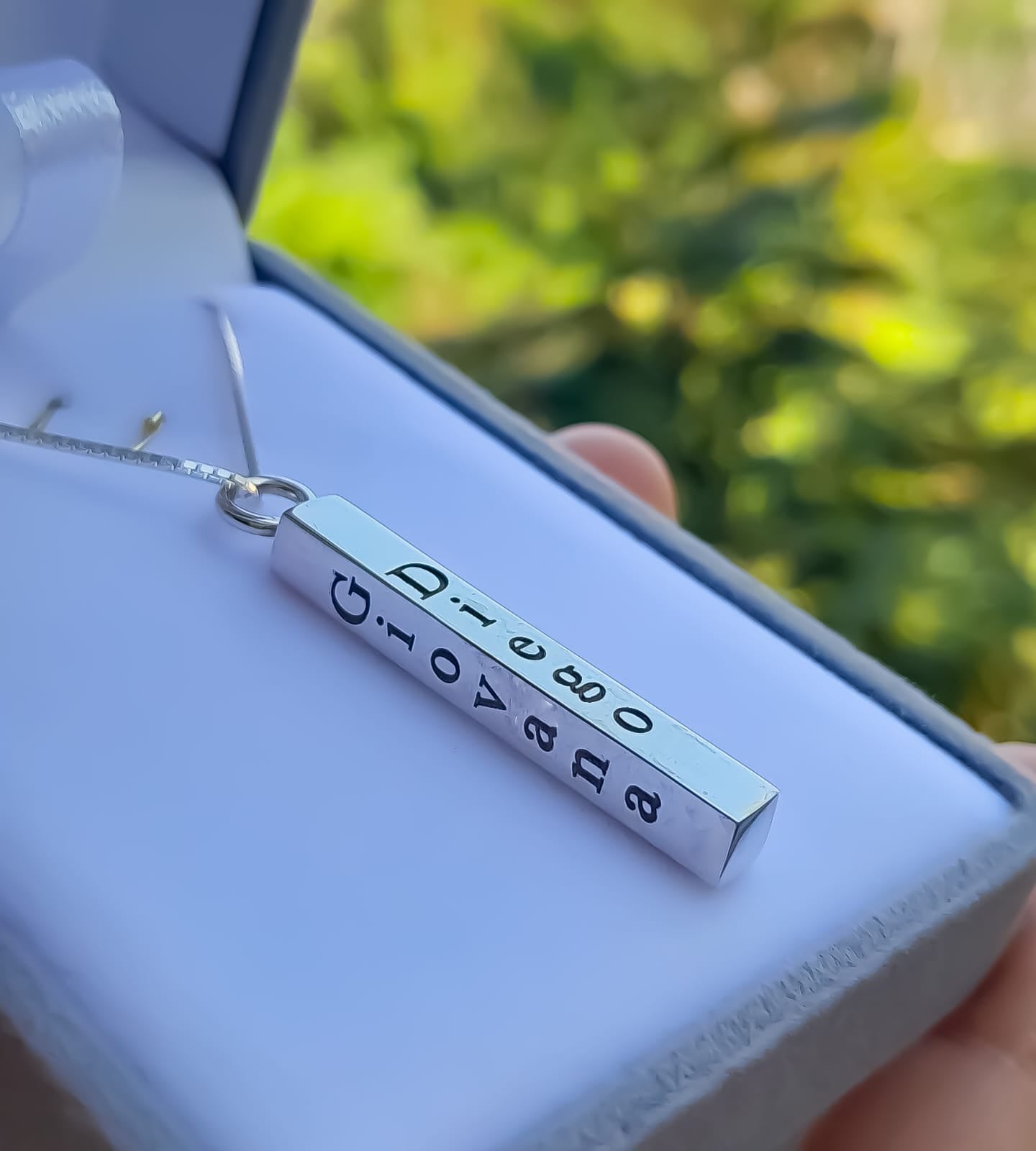 Pingente Bastão Prata 925 3cm X 3mm com escrita Personalizada