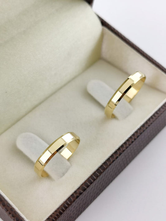 Aliança Ouro Amarelo Chanfrada 3 mm