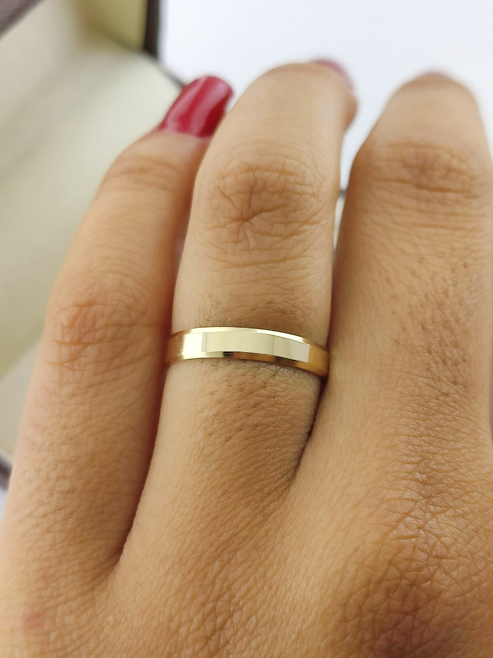 Aliança Ouro Amarelo Chanfrada 3 mm