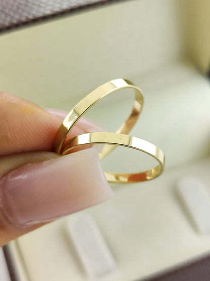 Aliança Ouro Amarelo Reta 2 mm