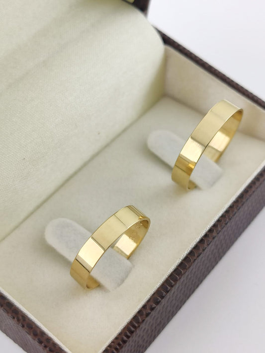 Aliança Ouro Amarelo Reta Lisa 4 mm
