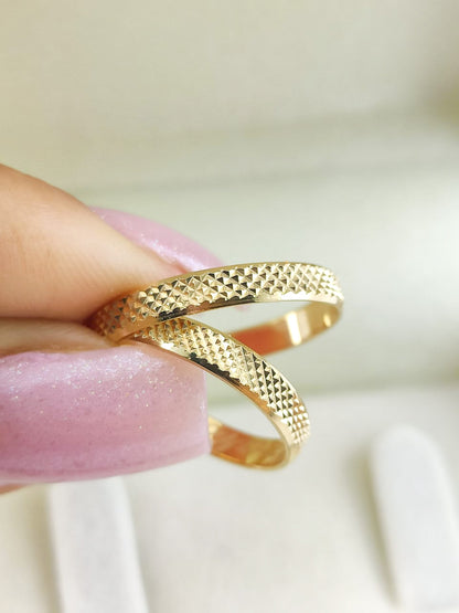 Aliança Ouro Amarelo Diamantadeira 3 mm