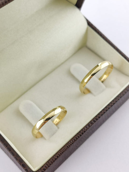 Aliança Ouro Amarelo Meia Cana 3 mm
