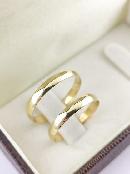 Aliança Ouro Amarelo Meia Cana 3 mm