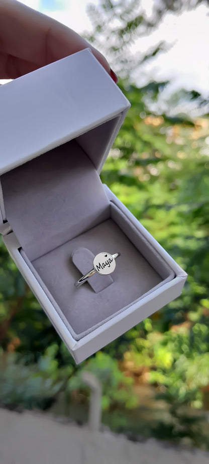 Anel Prata 925 com escrita Personalizada