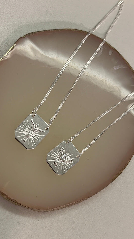 Colar escapulário Prata 925 Relevo Chapa