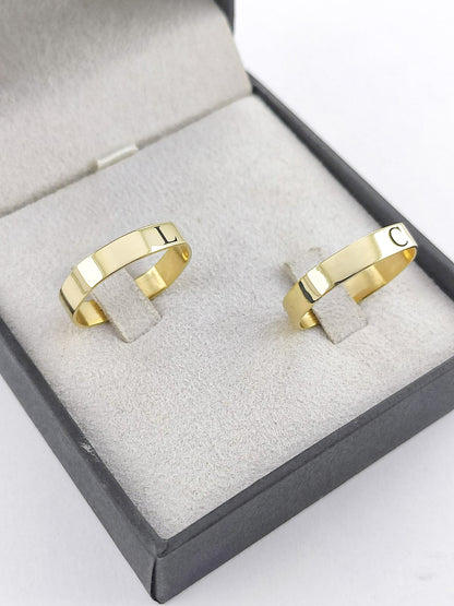 Aliança Ouro Amarelo Letra Inicial 4 mm