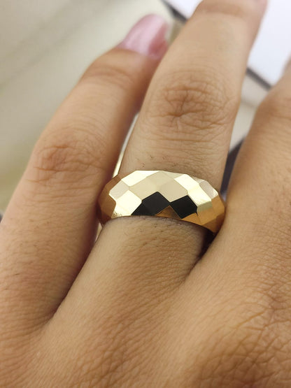 Aliança Ouro Amarelo Facetada 8 mm