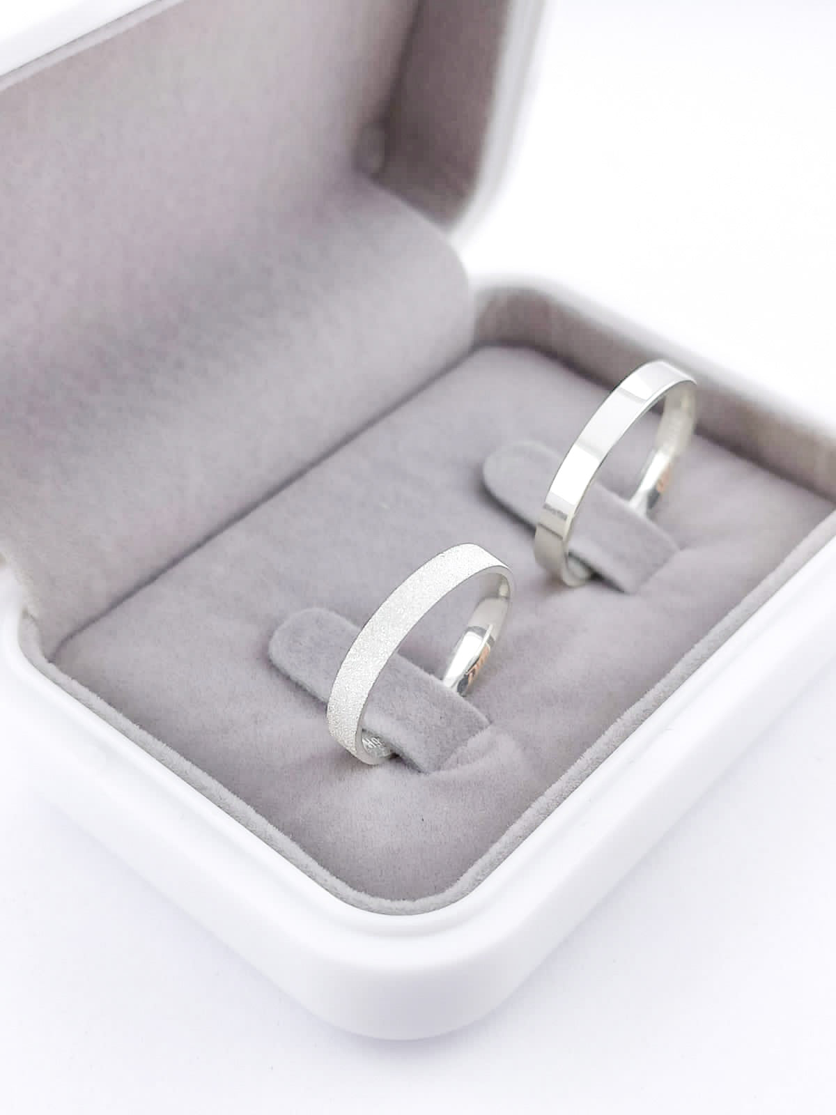 Par Aliança Prata 925 com 3 mm Fosco Diamantado