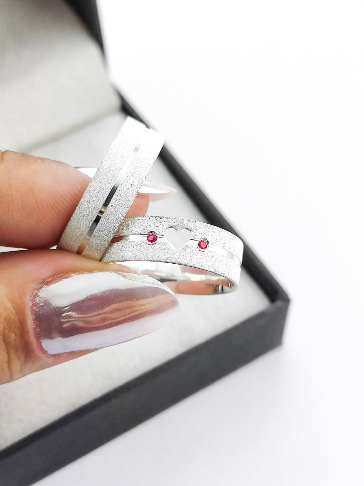 Par Aliança Prata 925 com 6 mm Fosco Diamantado
