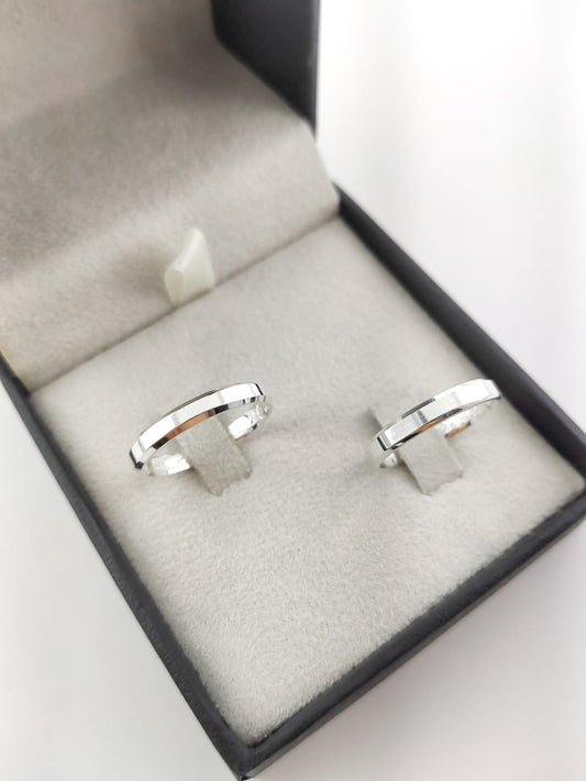 Par Aliança Prata 925 com 3 mm Chanfrada