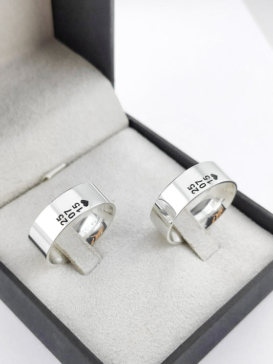 Par Aliança Prata 925 com 7 mm Data Personalizada